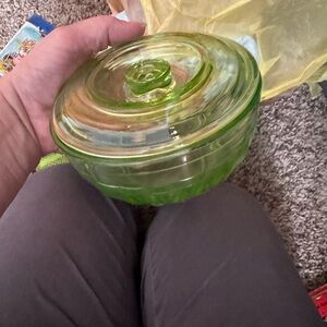 Green Glass Art Bowl